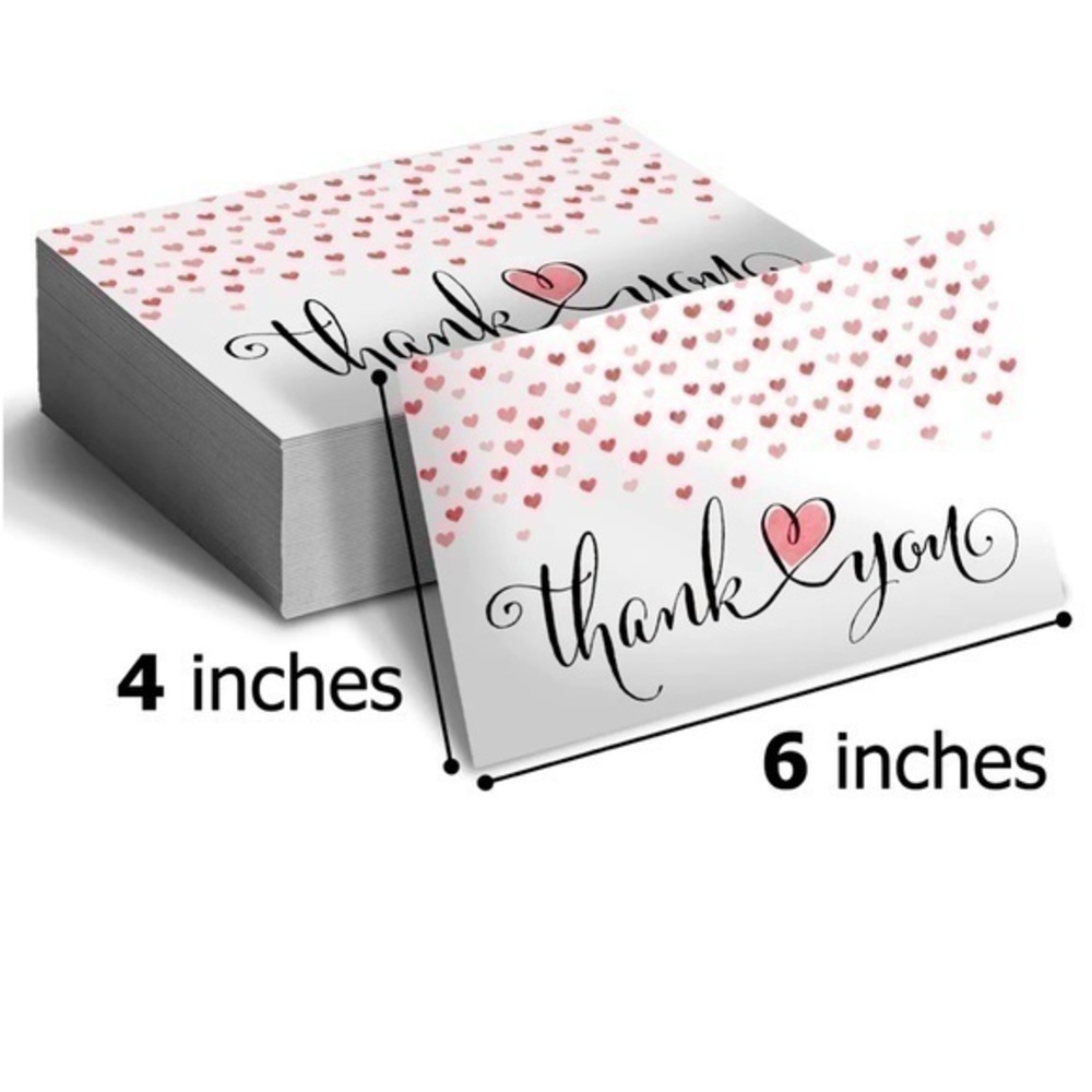 50 Thank You 4x6 INSERTS Premium Thick Card Stock Blank on Back Shipping Supply